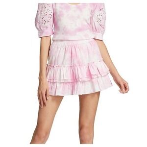 Generation Love Pink Tie Dye Tiered Ruffle Cotton Mini Skirt Women's Size M‎